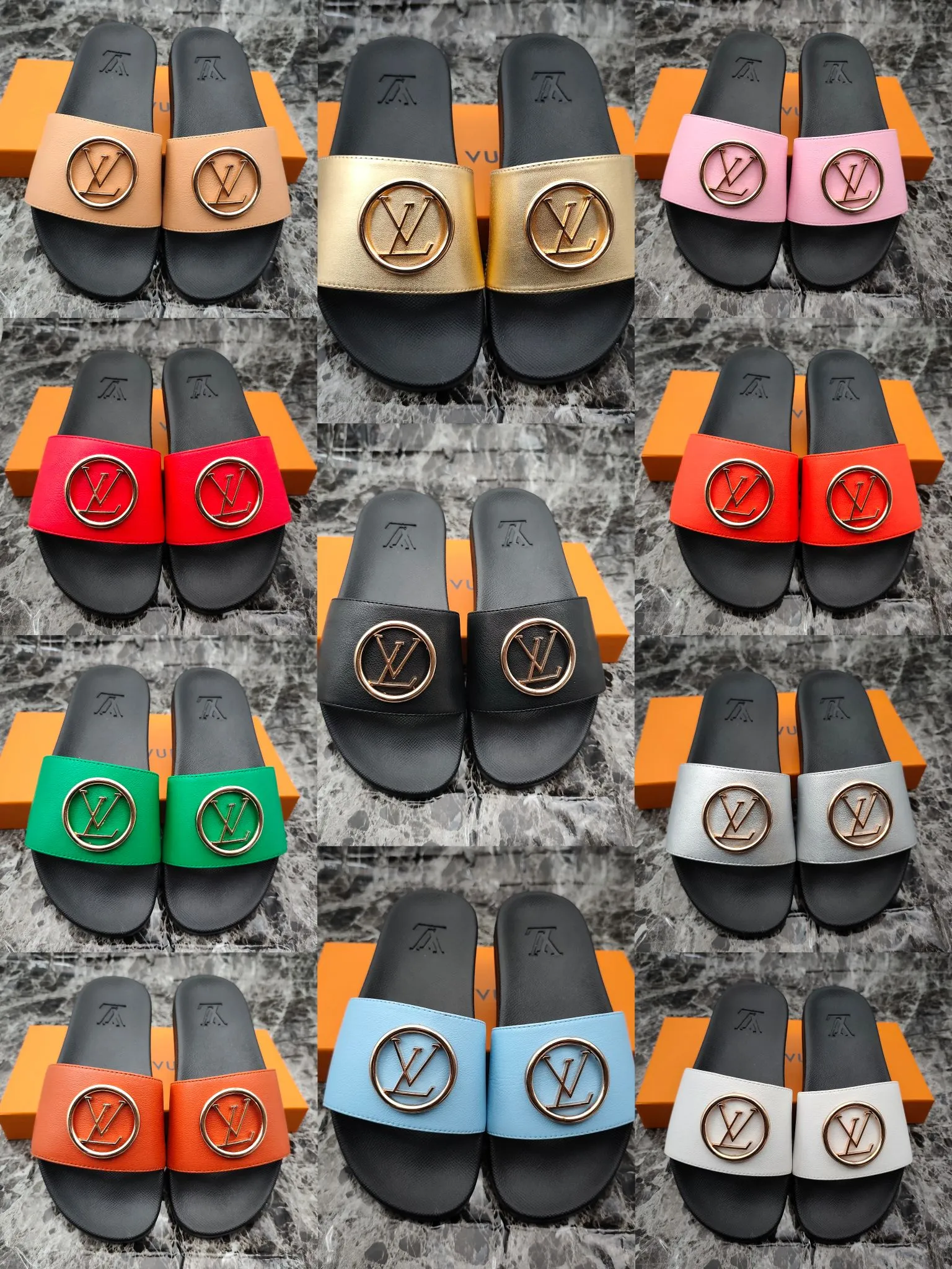 👟👟Ex-factory price 280👟👟 (available all year round) same style for men and women, size 35--48. Couple style🎗Louis Vuitton "LV" slippers, a much-anticipated one, so beautiful that it will melt your hearts❤! It is simply a masterpiece of extraordinary craftsmanship. It is a must-have for everyone. It is made by open mold. It feels Q-bounce and super soft on the feet. It is super delicate on the feet. It is an exclusive model. There are many layouts, so there is always one you like🎉🎉